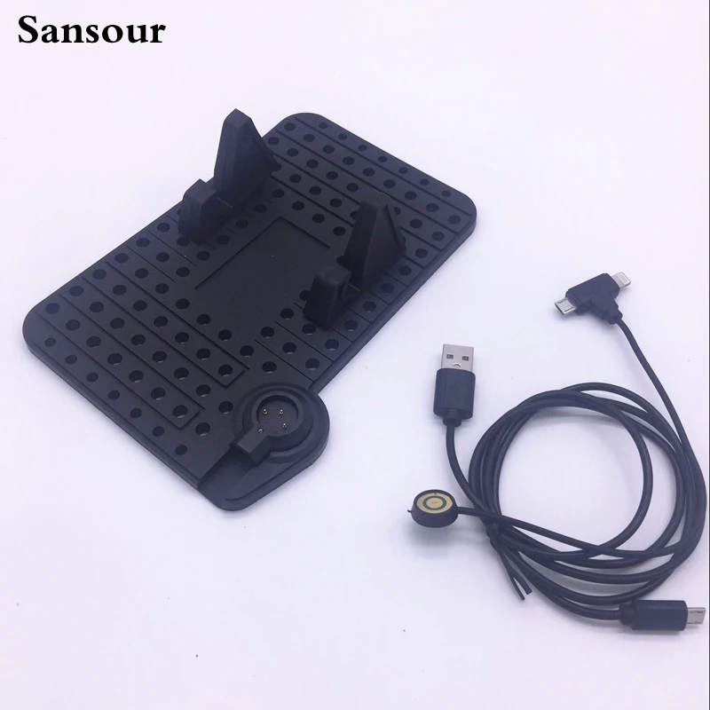 Sansour Cell Phone Holder Car Non-slip Dash Mat Phone Cradle Silicone Dashboard Pad Phone Holder with Multi-functional Charging