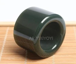 Wonderful 22mm inner diameter Natural Green HeTian Jade Large Thumb Lucky Ring Fashion Man's Jade Rings Jewelry 25-30mm wide