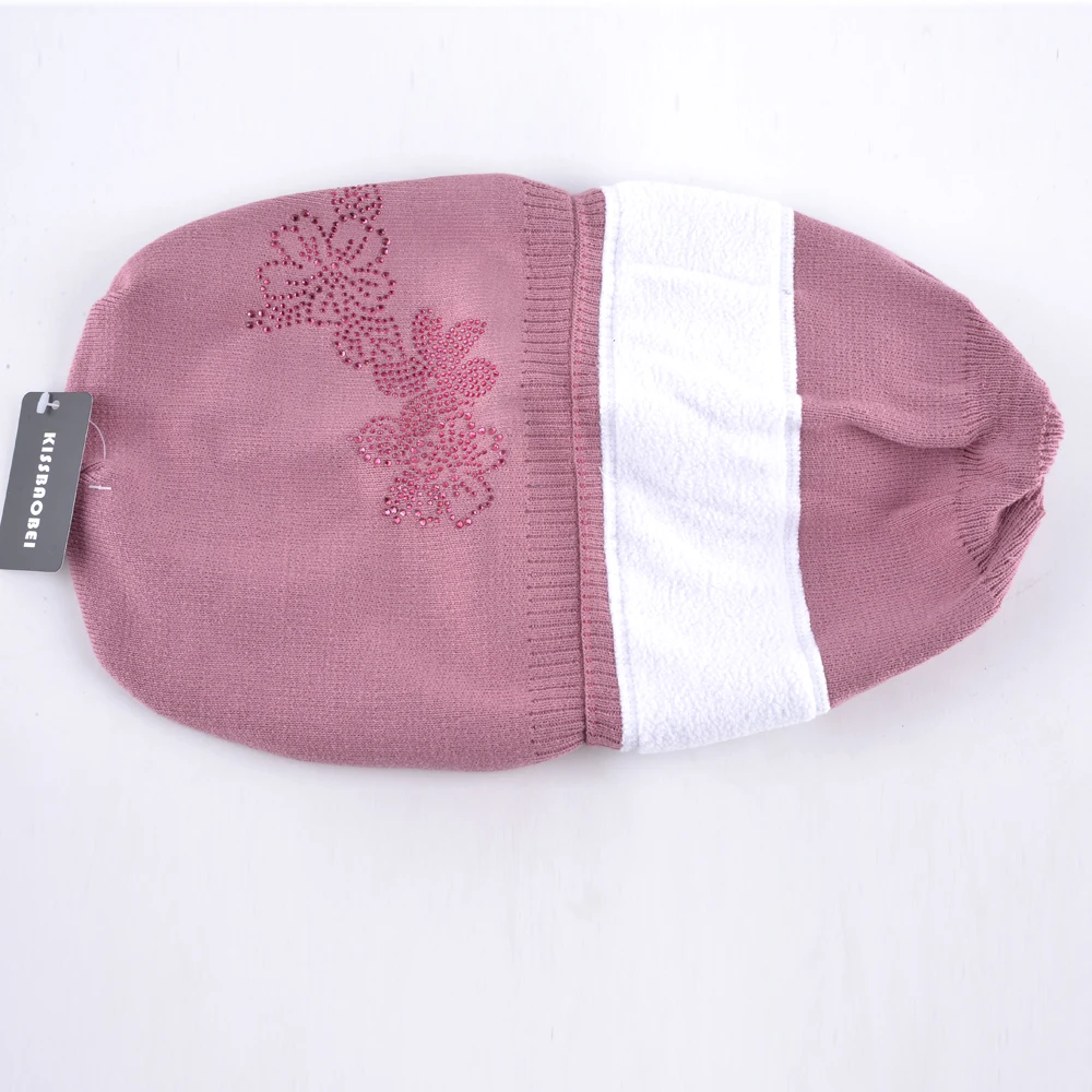 Winter Ladies Knit Hats For Women Beanies Hat Flower Diamond Beanie Brand Touca Knitted Cap Balaclava Caps Bonnet Hats