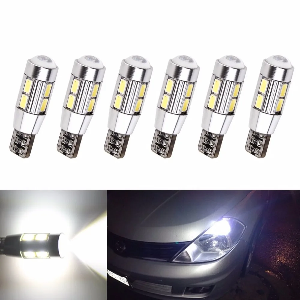 Kit 4 Lampadas Pingao Cambus Super Led 1 Polo T10 10 Leds LED T10 CANBUS 10LED 5630-w5w Branco