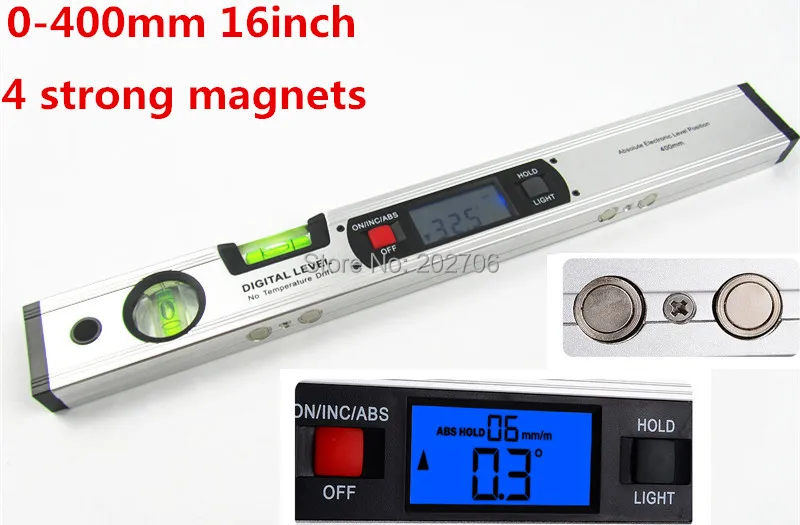 Digital Protractor Angle Finder Inclinometer electronic Level 360degree with 4pcs Magnets Level angle slope test Ruler 400mm 16\