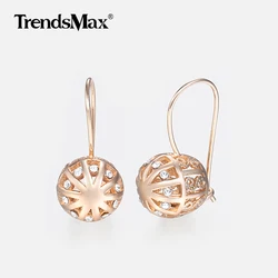 Cubic Zircon Cut Out Earrings for Women 585 Rose Gold Color Earrings Woman Earring Wedding Jewelry Valentines Gifts KGE123