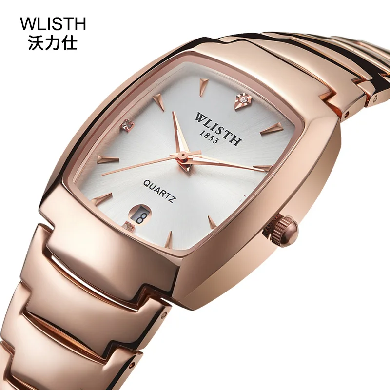 2019 Wlisth Fashion Lovers Watches Man Women Famous Luxury Brand Silver & Rose Gold Color Oval Dial Calendar Quartz Wristwatches