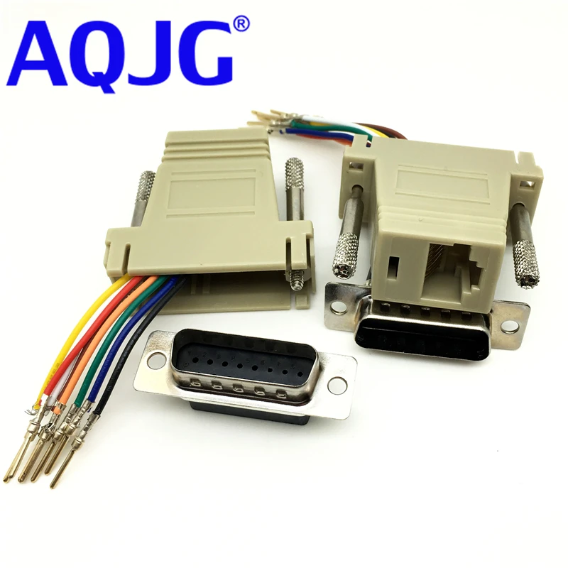 Imagem -03 - Adaptador Modem Macho Rs232 Db15 Adaptador Db15 para Rj45 Adaptador de Conversor Compatível com Db15 Duas Fileiras para Rj45 Adpater com 10 Peças