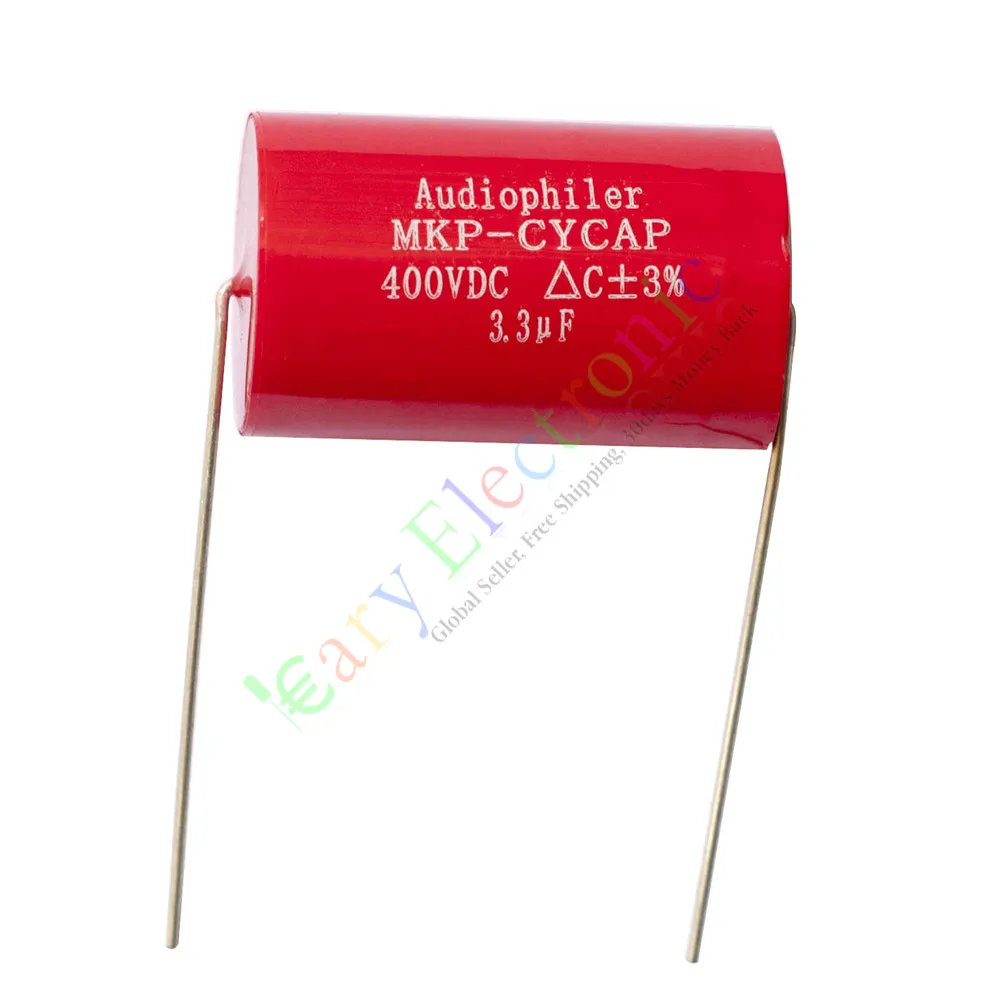 Wholesale and retail 50pc MKP 400V 3.3uf Red long copper leads Axial Electrolytic Capacitor audio amp free shipping