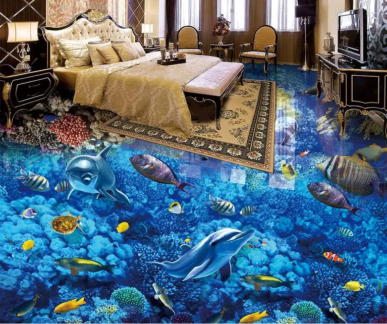 

custom 3d floor papel de parede Living room bedroom bathroom 3d wallpaper flooring Waterproof self-adhesive wallpaper 3d 2020