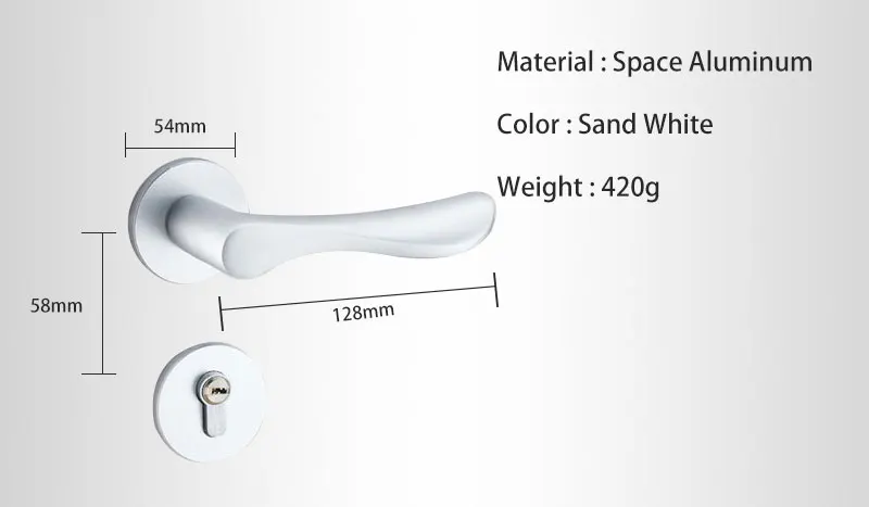 White Sand Aluminum Alloy Big Bedroom Door Lock Space Holding Hands Locked Toilet Fission Lock DL19052