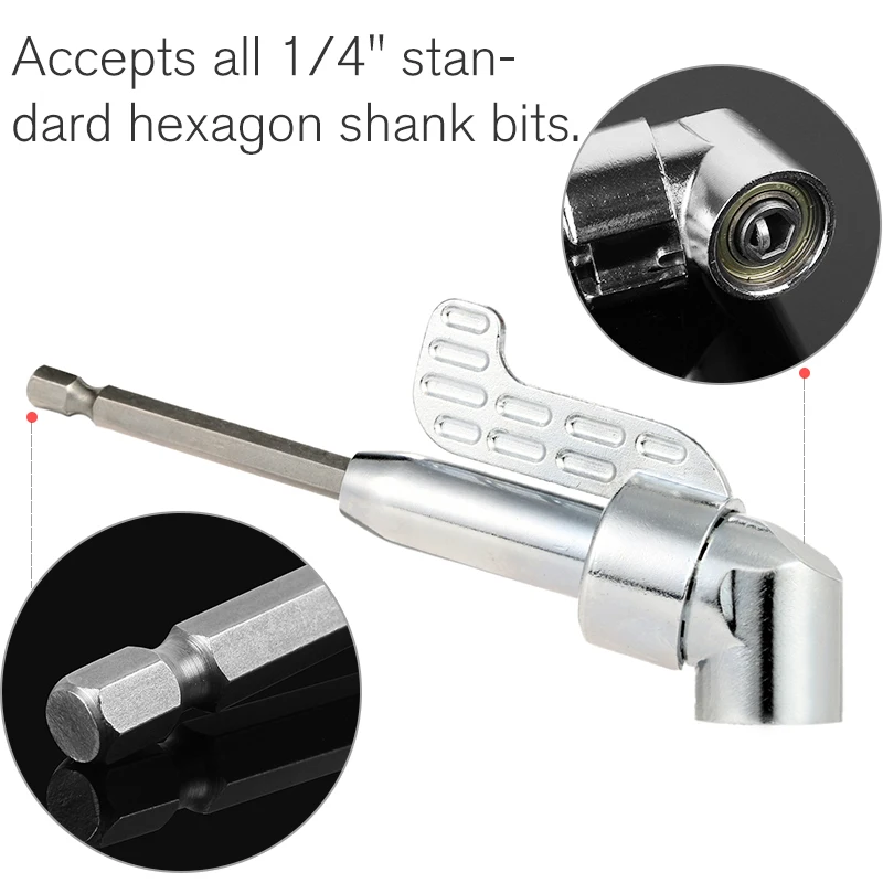 105 Degree Right Angle Drill Extension Shank Quick Change Driver Drilling Screwdriver Magnetic 1/4