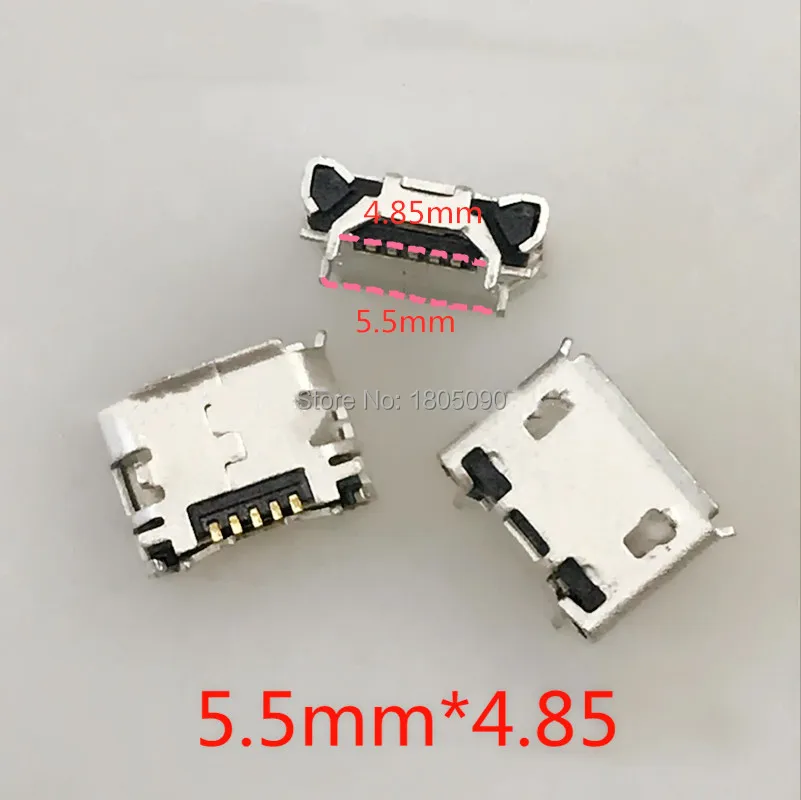 10pcs Micro USB 5pin Jack DIP4 Boi chifre 5.5*4.85 milímetros Conector Mini usb para 8600 do telefone Móvel carregamento tomada cauda