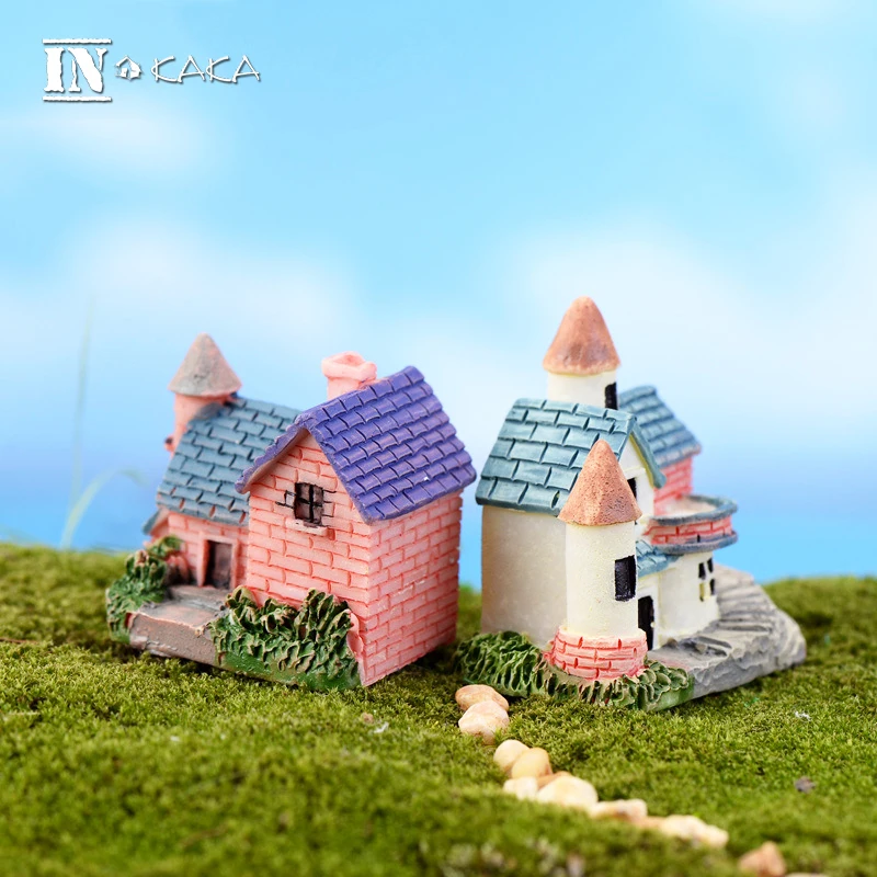 Resin mini villa Micro fairy garden decoration statuette miniature/terrarium/doll house ornaments DIY accessories figurine