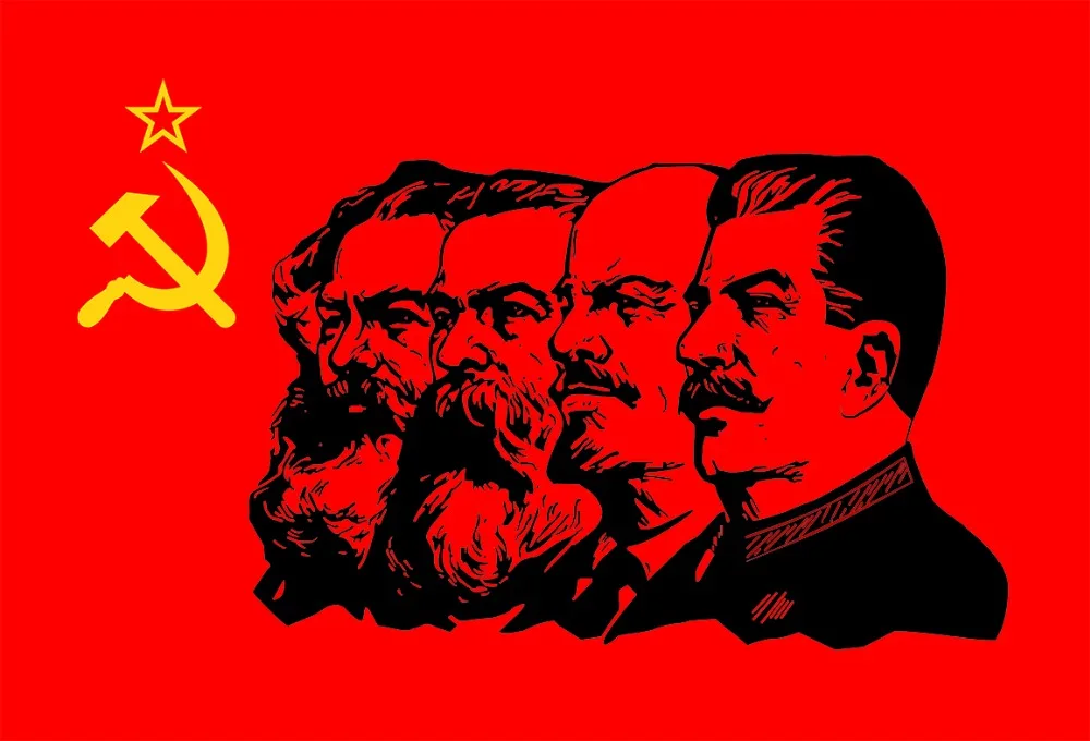 Communism Flag with two grommets Marx Engels Lenin Stalin CCCP USSR Soviet Emblem Flags 3x5FT