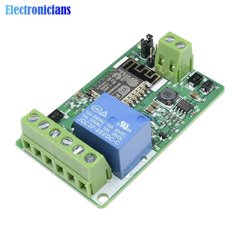 Green ESP8266 Relay Module 10A 220V Network Relay WIFI Module Input DC 7V~30V 4 Layers Board TVS Input Automatic Protection