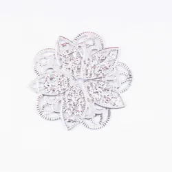 Free shipping Retail 5Pcs Filigree Connectors Flower Silver Tone Hollow Gift Decoration DIY Findings 4.5X4.5cm F0440