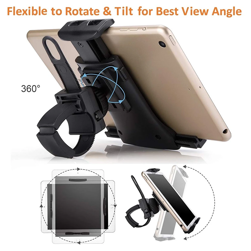 Xnyocn Flexible Buckle Mount Holder Indoor Gym Handlebar on Exercise Bikes Mobile Phone Bracket for iPad Samsung Tablet Stand