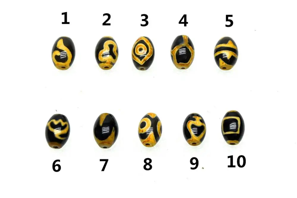 10pcs/lot Agate 10*14mm DZI beads black earthen gold line double tiger teeth 2/3 eyes lotus men&women jewelry DIY Free Shipping 3