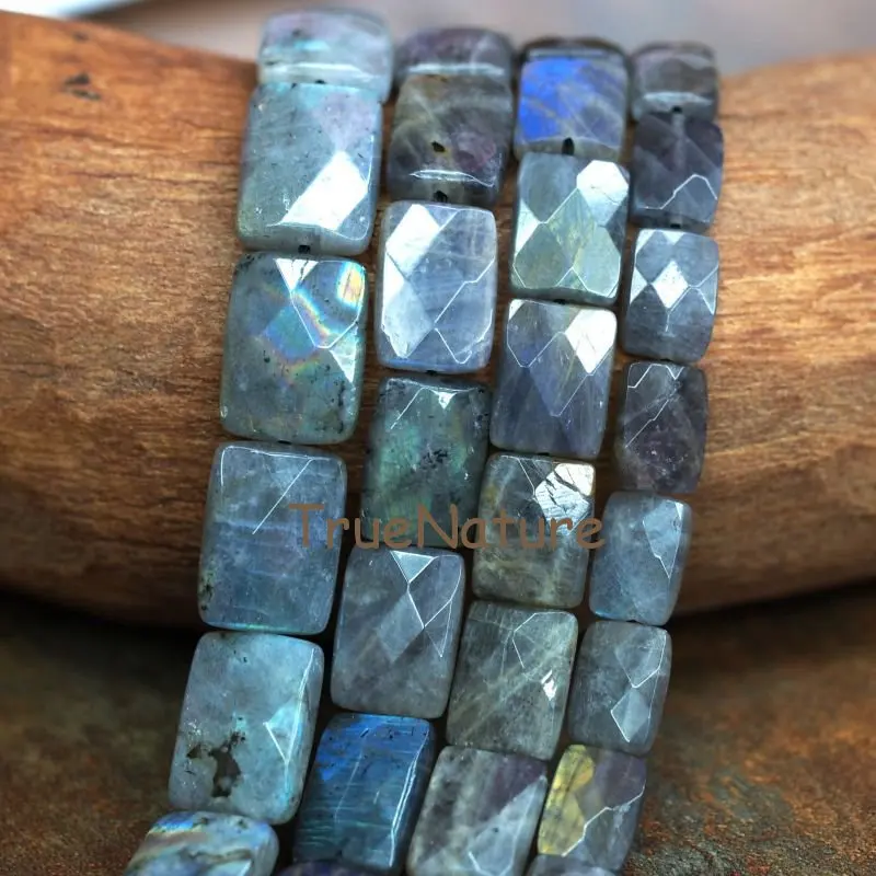 Various Size Labradorite Loose Stone Beads Rectangle Faceted Stone Strand Natural Slab Nugget Healing Beads  BE6402