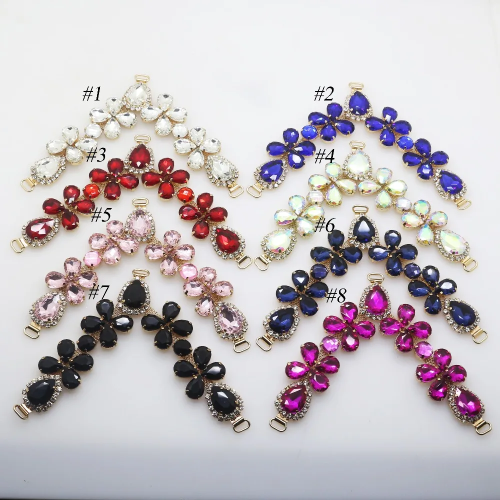 

2018 New Charm 105MM 2pcs Acrylic Chain DIY Garment sewing accessories Metal Crystal Rhinestone bikini Connectors buckle