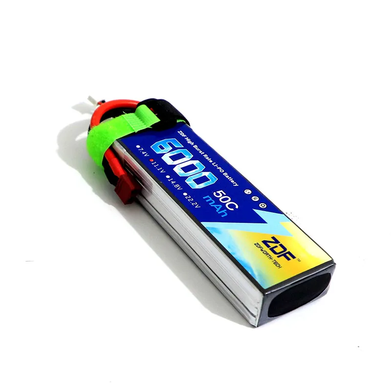 Batteria Lipo ZDF 2S 3S 7.4v 11.1V 5000mAh 6000Mah 50C Max 100C con spina a T per elicottero RC Quadcopter