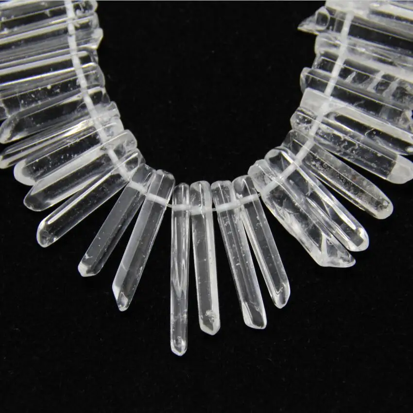 Top Drilled White Clear Natural Crystal Quartz Stuck Point Beads Pendant,Raw Stone Facted Spike Beads Strand For Jewelry Making