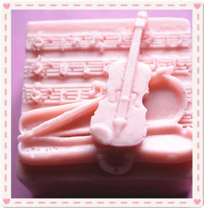 Silicone soap mold C024 Lovely violin pattern square shape fondant cake chocolate clay mould wholesale mould tools