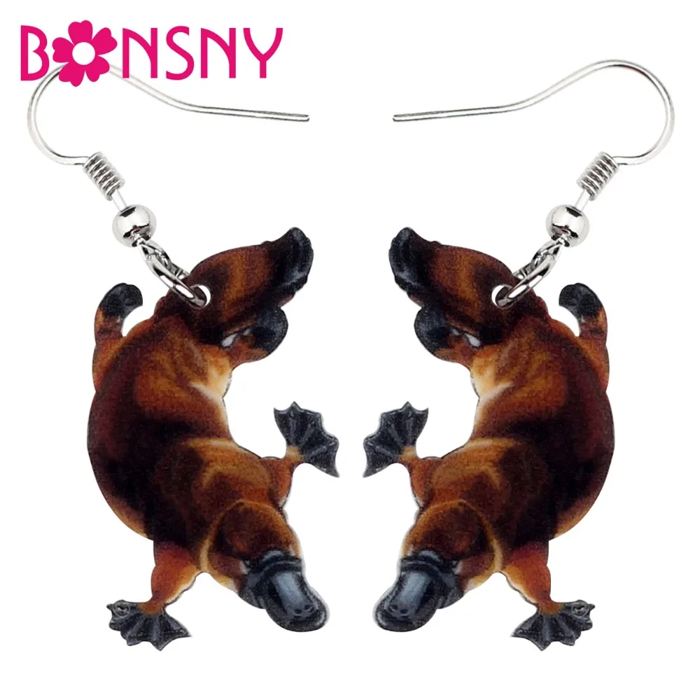 Bonsny Acrylic Australian Platypus Duckbill Duckmole Earrings Drop Dangle Unique Animal Jewelry For Women Girls Souvenir Gift