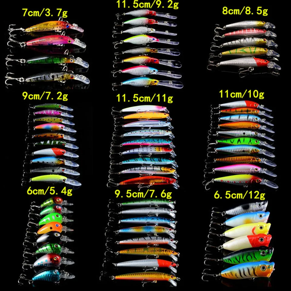 

LINGYUE Mixed Model Fishing Lures 69pcs/lot Bass Crankait Wobblers Bait Artificial 69 Colors Lifelike Plastic Fishing Tackle