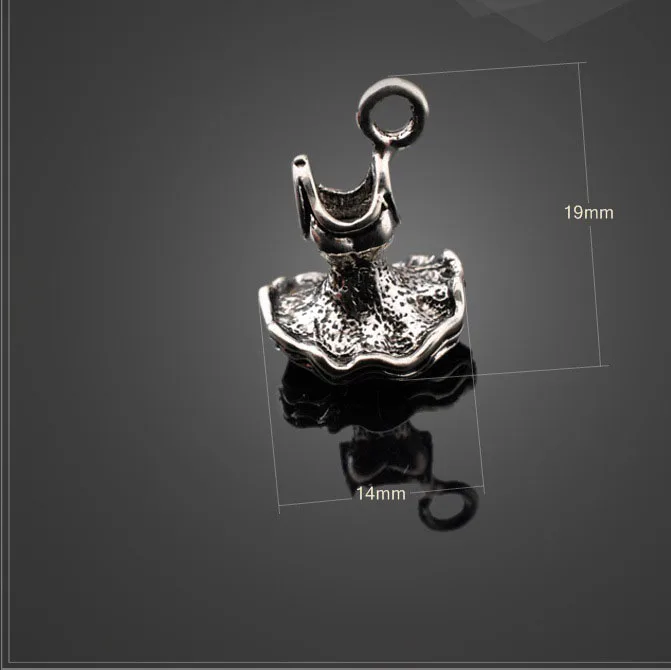 10 PCS/Lot 14mm*19mmmantique silver plated 3D Women Dress skirt charms