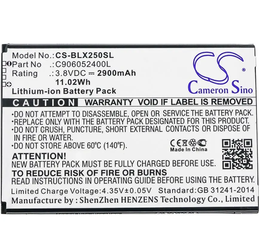 Cameron Sino 2900 มิลลิแอมป์ชั่วโมงแบตเตอรี่สำหรับ BLU E050 E050U Energy X2 C906052400L แบตเตอรี่