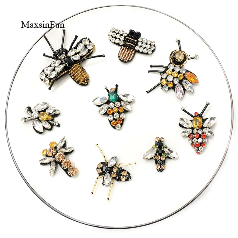 Maxsin Fun Fashion strass Beads api Dragonfly Applique patch per abbigliamento borse spilla vestiti cucire o incollare sulle toppe