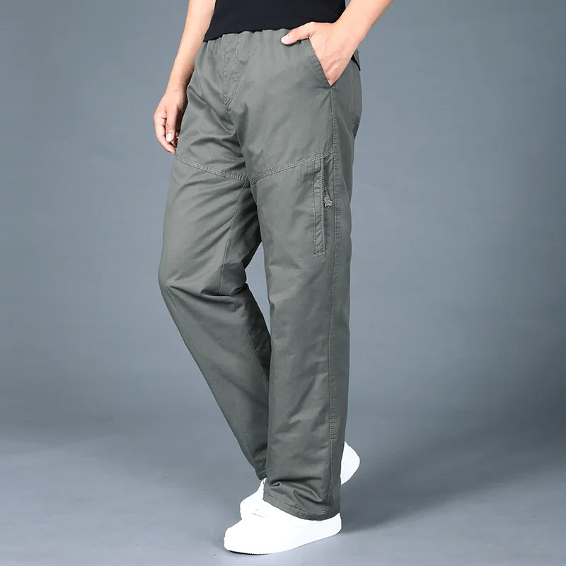 

Autumn Winter Men Cargo Pants With Side Zipper Pockets Casual Cotton Urban Tactical Pants Loose Joggers Long Trousers