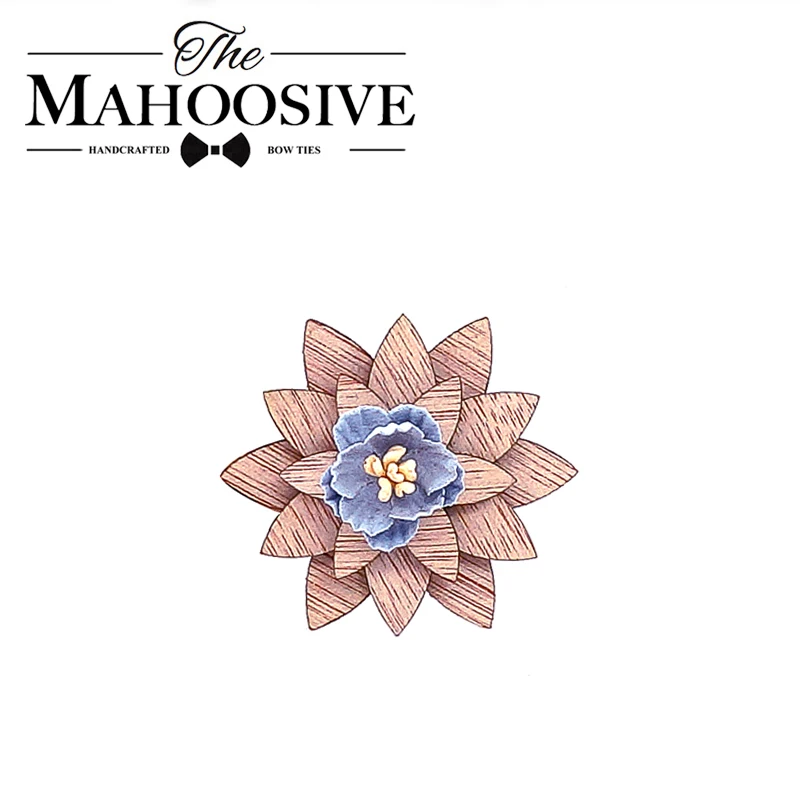 Mens Wood Lapel flower Brooch pin Handmade Lapel pin For Men Wedding Party Suit Decoration Boutonniere Corsage