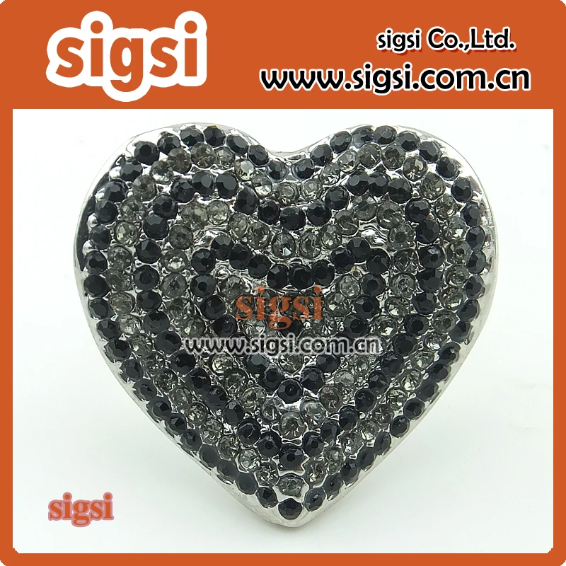 Fashion decorative Heart shape Rhinestone botton