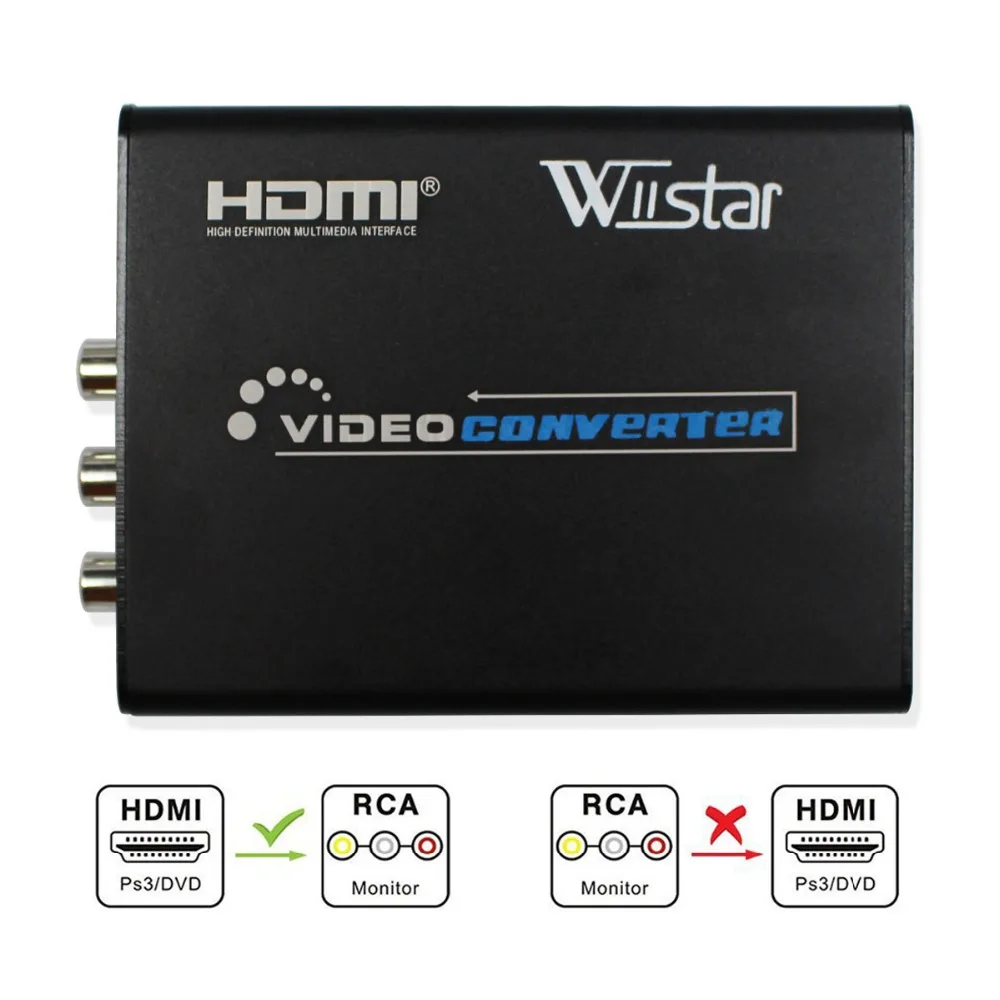 Mini Wiistar HDMI2AV Converter HDMI to 3RCA Composite Adapter HDMI CVBS Audio Video Full HD 1080P