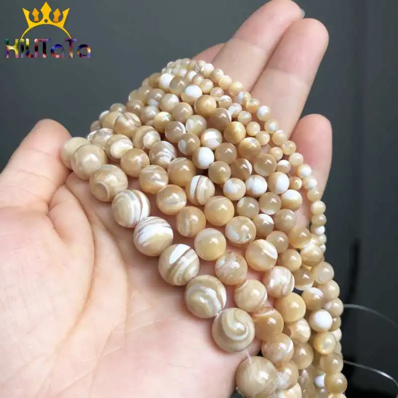 Natural Trochus Shell Stone Beads Round Loose Spacer Beads For Jewelry Making DIY Bracelet Necklace 15\'\' Pick Size 4/6/8/10mm