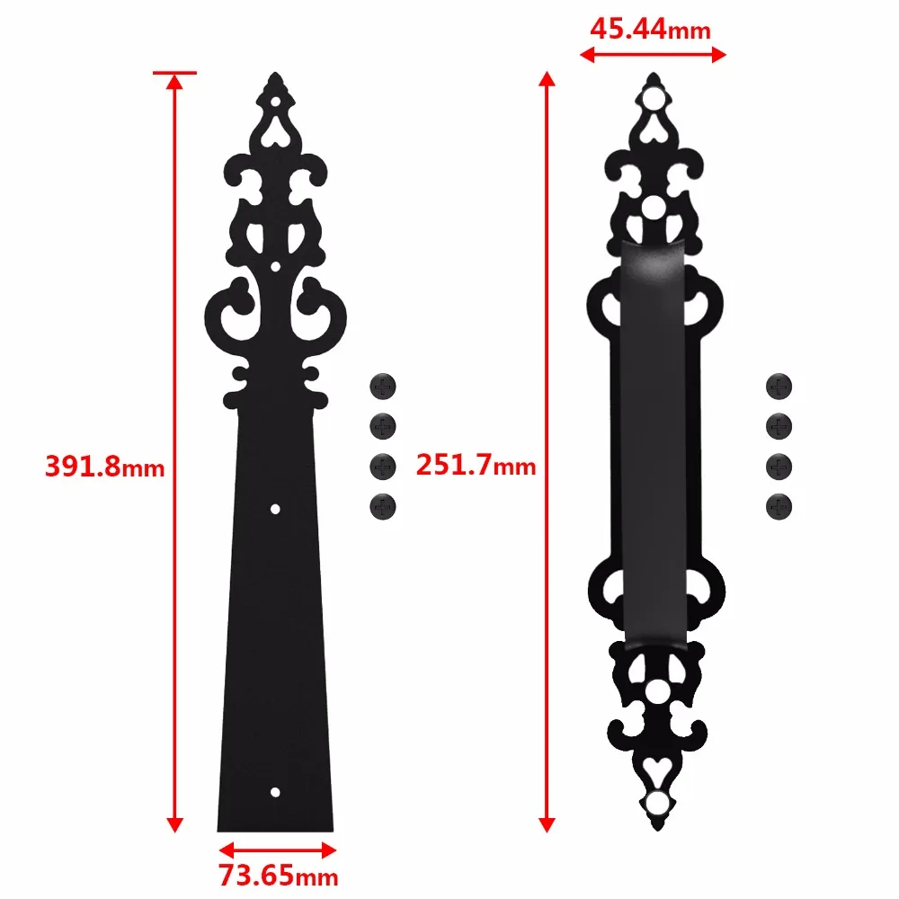 LWZH Decorative Carriage House Garage Handle Hinge Accent Set Sliding Barn Door Hardware Kit Braided Style 2 Handles 4 Hinges