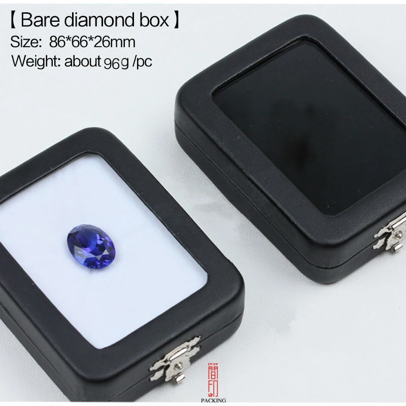 Großhandel 6 teile/los Edelstein box schwarz leder rechteckigen diamant box die stein display box die reversible schwarz und weiß kissen