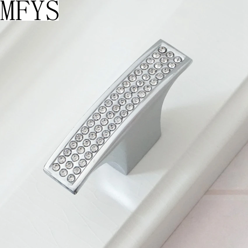 Silver Handles for Cabinet Zinc Alloy Wardrobe Pulls Chrome Crystal Kitchen Cupboard Door Pulls Modern Furniture Handles 160mm