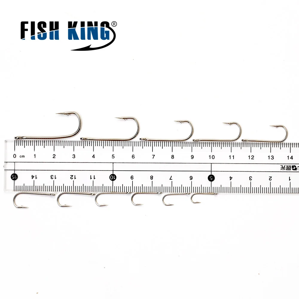 FISH KING 2335 100PCS High Carbon Steel Fishing Hooks With Ring 10#-20# Barbed Bent Sea Round Hook Accessories