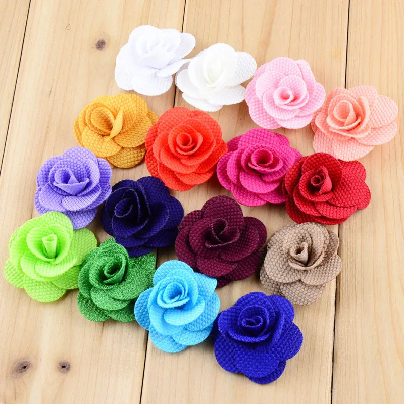 160 pcs/lot , 4CM Petite Roses Flower,  Linen Fabric Flower, Burlap fabric DIY Flower