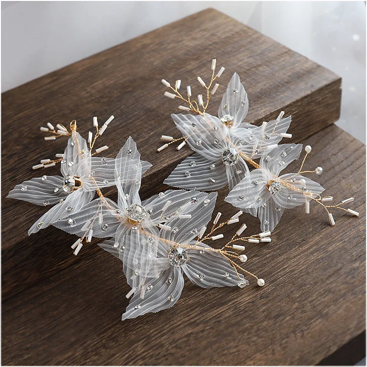 Fairy crepe Flowers side hair decoration women bride hair ornament wedding hair Accessories