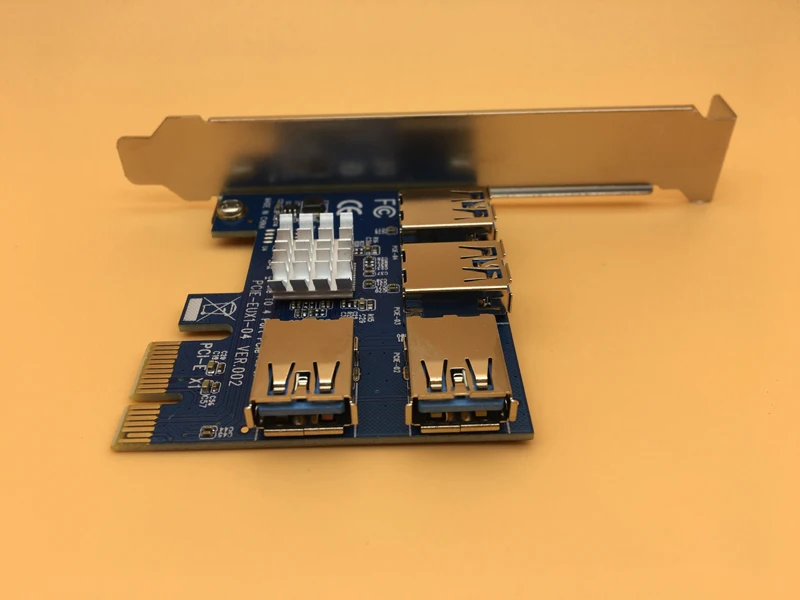 Cartão multimídia pcie 1 para 4, pcie 16x riser pci-e 1x para 4 usb 3.0 pci-e riser adaptador porta multimídia para mineração de bitcoin btc