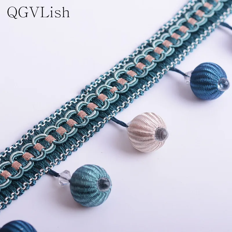 

QGVLish 12M Beads Curtain Lace Trim DIY Sew Sofa Stage Lamp Fabrics Curtain Accessories Lace Ribbon Trims Tassel Fringe Decor