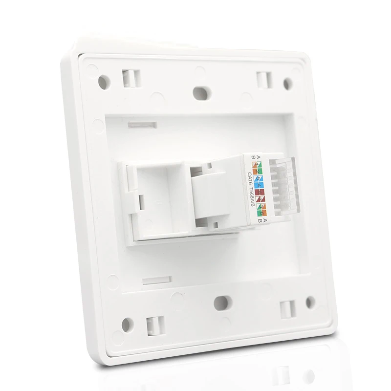 Cat6 Rj45 Netwerk Muur Cover Één Poort Internet Panel Geëxtrudeerde Draad Lan Socket Frontplaat In Wit Voor Tenda Ethernet Switch