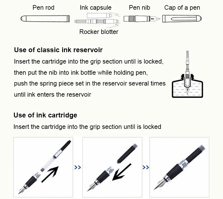 high quality 3d pen dragon Gold clip DIKA WEN 891  luxury metal Fountain Pen Nib Golden Trim Without Pencil Box Office ink pen