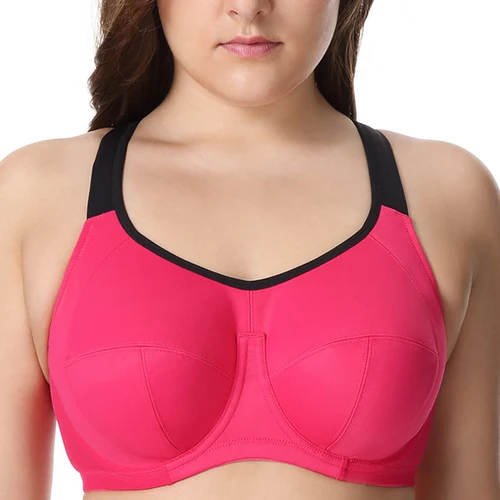 Imagen 2 del producto Sujetador deportivo de cobertura completa para mujer, sostén con aros, espalda en X, 36, 38, 40, 42, 44, C, D, DD, E, F, G, H