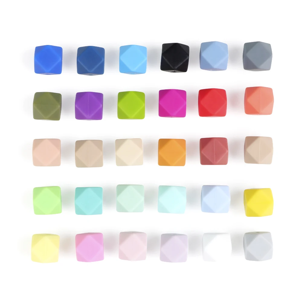 Joepada 100Pcs 14mm Hexagon Silicone Beads Food grade Baby Teething Beads DIY Baby Teething Necklace Accessories Baby Teether