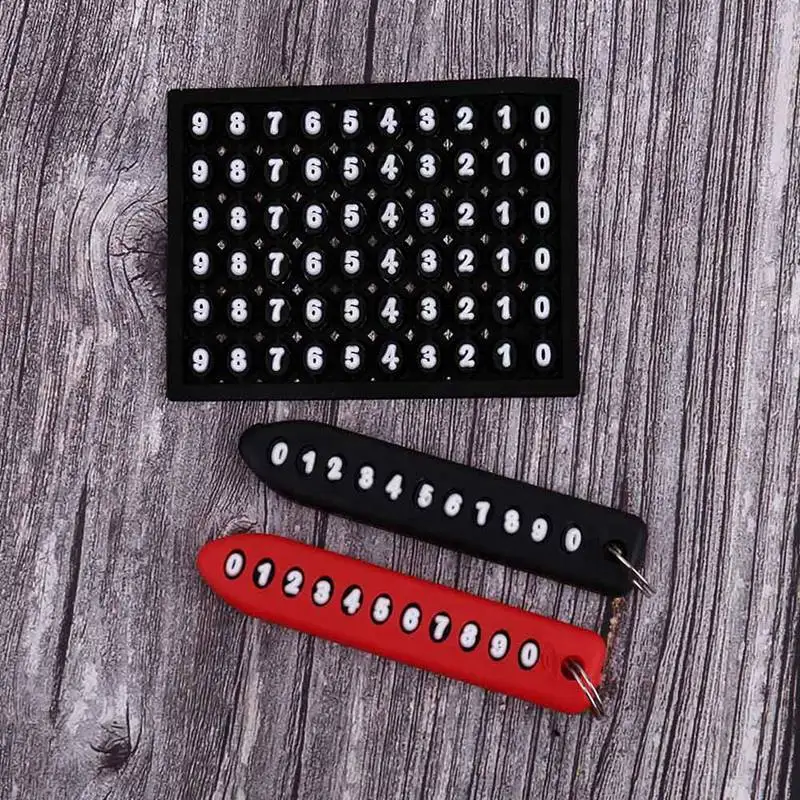 Anti-lost Phone Number Plate Car Keychain Pendant Auto Vehicle Card Keyring Key Chain Car Interior Decoration Pink Blue For Audi