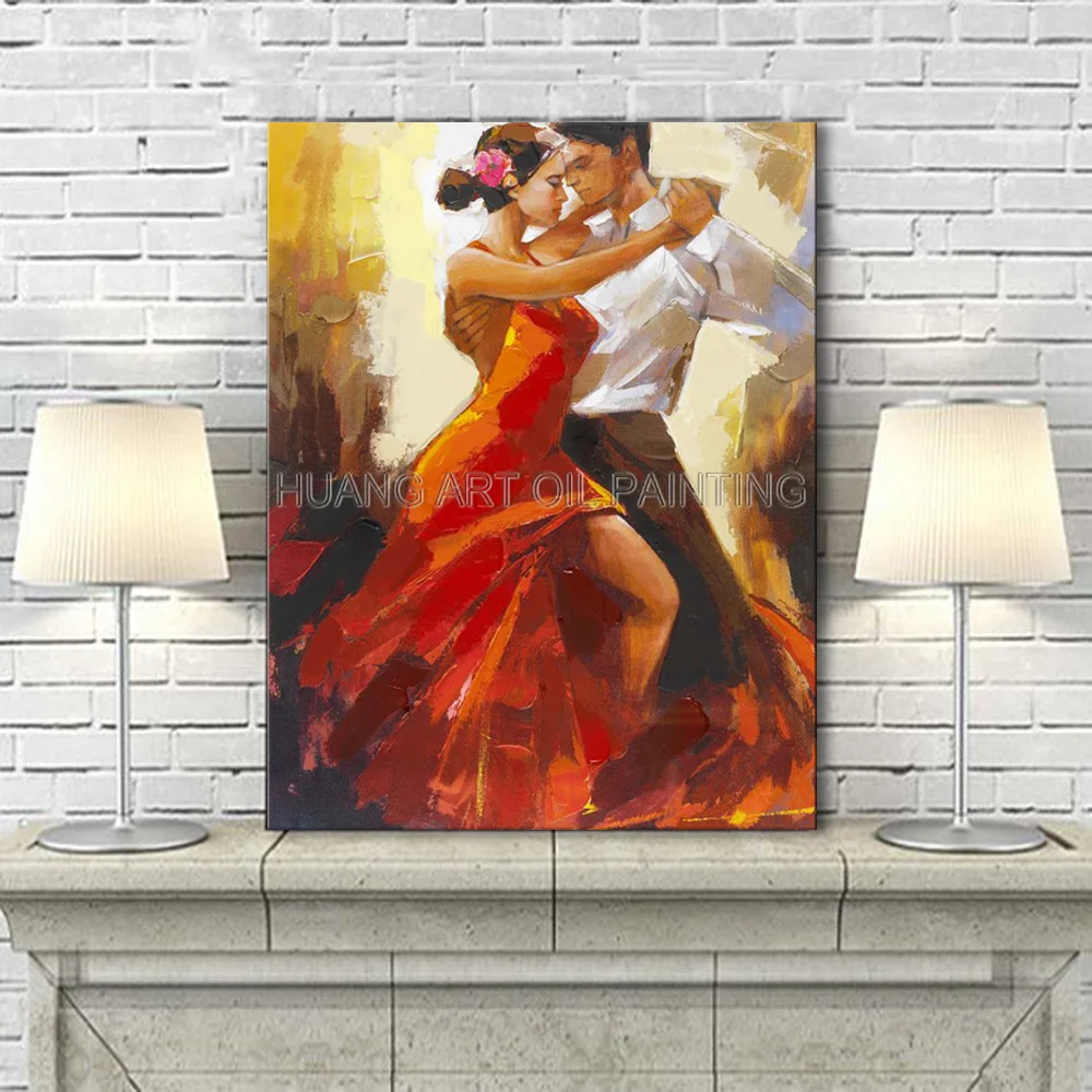 Handmade Tango Oil Painting on Canvas by Skilled Artist Impression Knife Dancer Wall Painting for Living Room Decoration Art