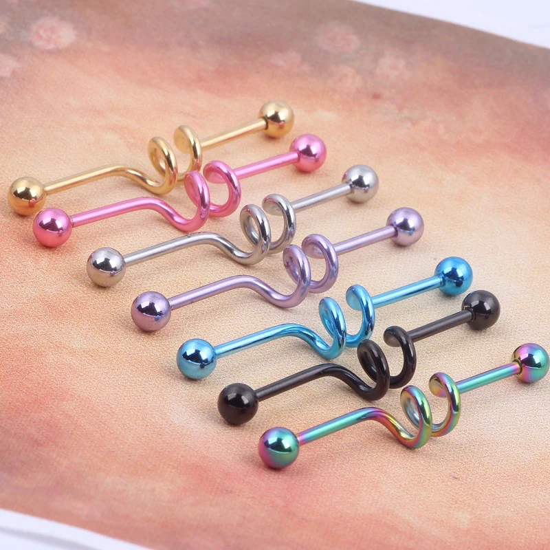 2 วงกลมอุตสาหกรรม barbell piercing 42 PCS 7 สีเกลียวต่างหูเครื่องประดับหูเจาะบาร์ tragus Helix EAR Plug Stretcher