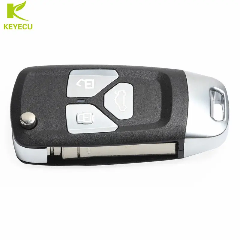 KEYECU ulepszony zdalny klucz składany Fob 433MHz z chipem ID48 dla Audi A1 TT R8 Q3 2009-2014 P/N: 8X0 837 220 D